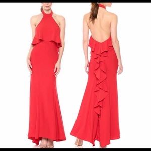 NWT XSCAPE Popover Ruffle-Back Halter